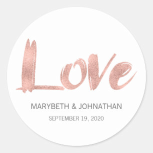 Sticker Rose Gold Love Wedding Favor