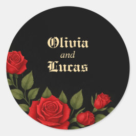 Sticker Rose gothique Mariage classique rond