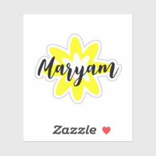 Sticker Rose jaune et nom manuscrit
