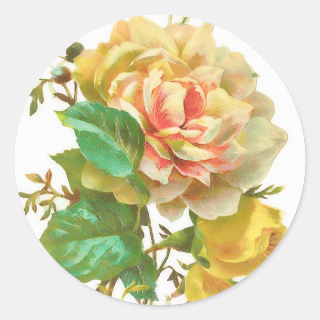 Sticker rose jaune vintage (Devant)