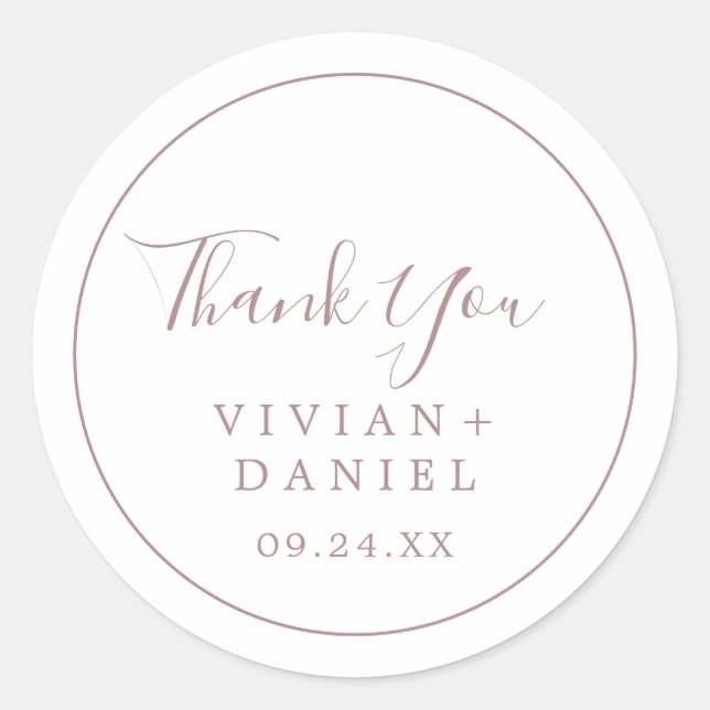 Sticker Rose minimal Merci Or Mariage Favor Sticke (Devant)