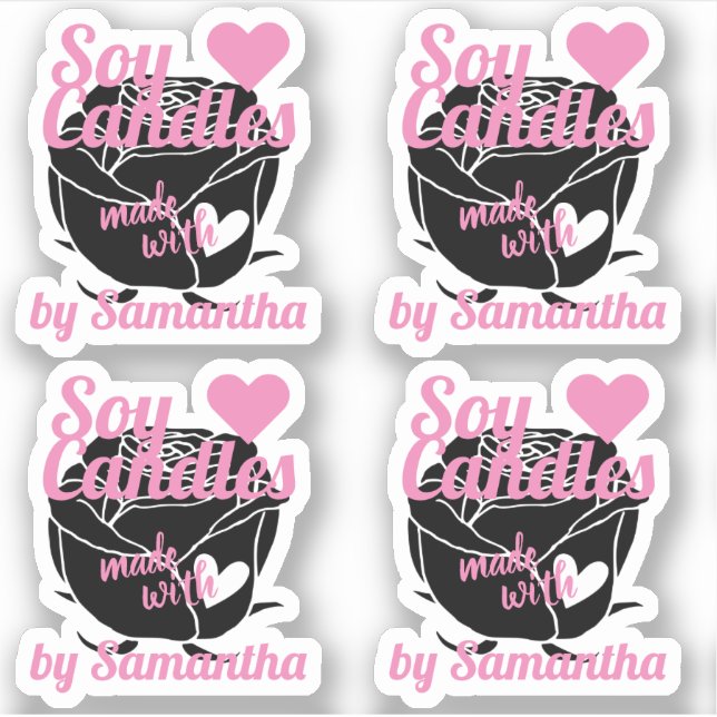Sticker Rose noir moderne fait avec chandelles de soja ros (Devant)