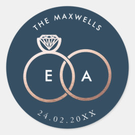 Sticker Rose  or Cercles Marine Blue Mariage