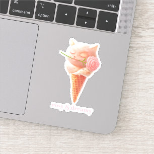 Sticker Rose Romantique : Mademoiselle Minou Cône de Glace