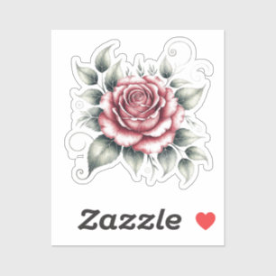 Sticker Rose rose moderne élégante aquarelle belle rose