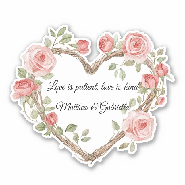 Sticker Rose rouge romantique rose rose florale mariage co (Devant)
