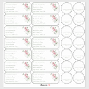 Sticker Rose sauge vert Nom individuel adresse + autocolla