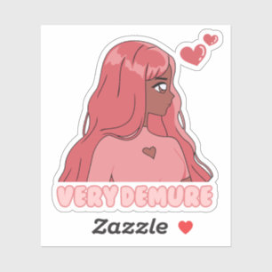 Sticker Rose Très Demure Mignonne Anime Fille Noire