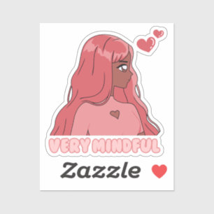 Sticker Rose Très Minutieux, Mignonne Anime Fille Noire