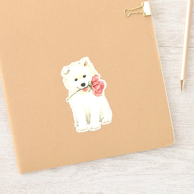 Sticker Rose Valentin Samoyed Vinyl (Carnet)