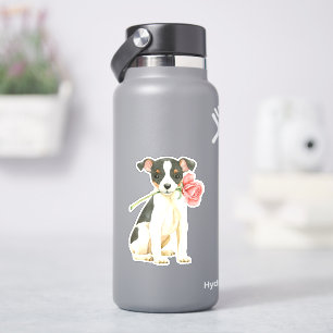 Sticker Rose Valentine Toy Fox Terrier Vinyl