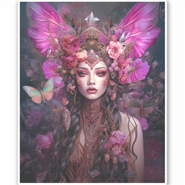 Sticker Rose violet Fairy Queen Imaginaire Art (Devant)