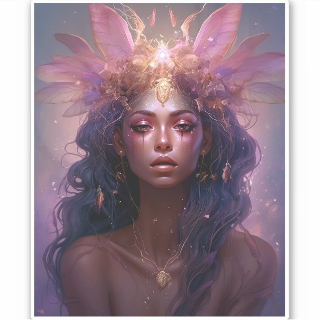 Sticker Rose violet Fairy Queen Imaginaire Art (Devant)