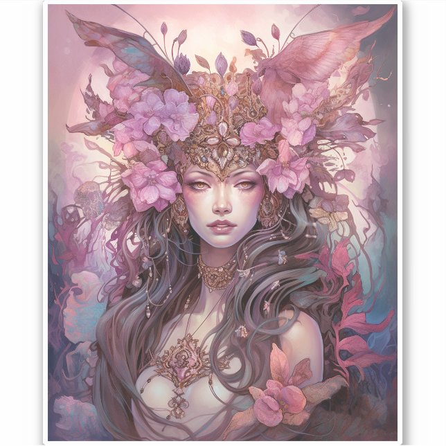 Sticker Rose violet Fairy Queen Imaginaire Art (Devant)