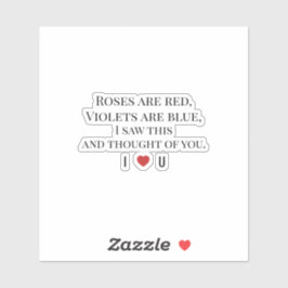 Sticker Roses Are Red Valentine's - I ♥ U Funny Romantic  