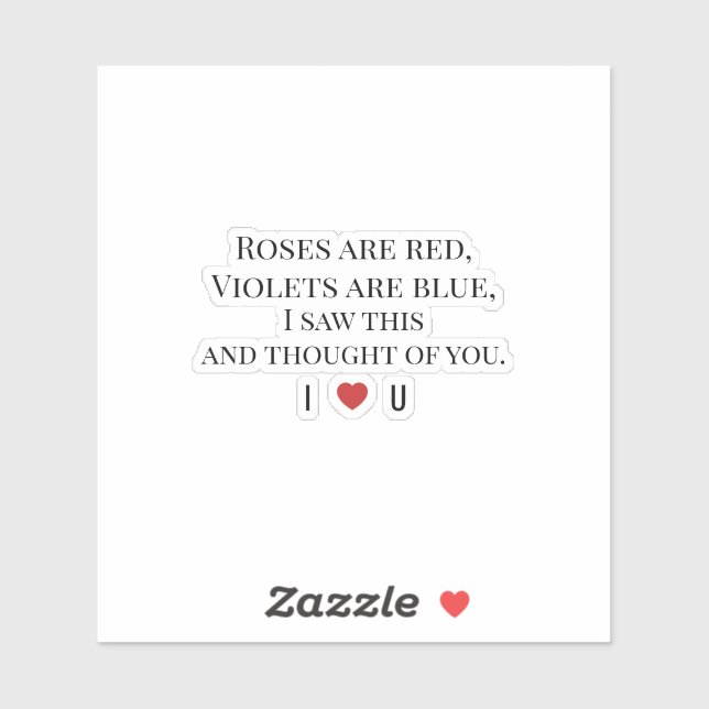 Sticker Roses Are Red Valentine's - I ♥ U Funny Romantic   (Feuille)