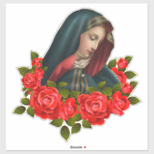 Sticker Roses rouges de mère douleureuse de Vierge Marie