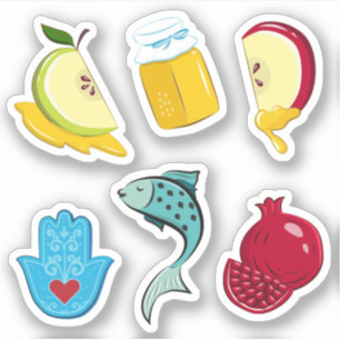 Sticker Rosh Hashanah Jouer Symboles Traditionnels Vinyl