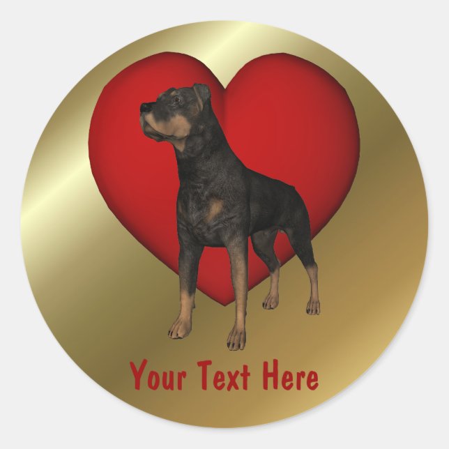 Sticker Rottweiler Red Heart Dog (Devant)