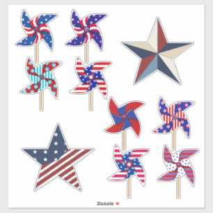 Sticker Roues et étoiles patriotiques   4 juillet