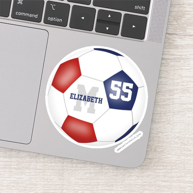 Sticker rouge blanc bleu personnalisé football (Détail)