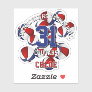 Sticker rouge bleu de l'équipe couleurs basket-ball