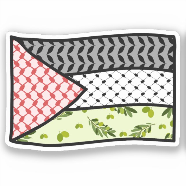 Sticker Rouge et noir Keffiyeh Palestine Drapeau Patrimoin (Recto)
