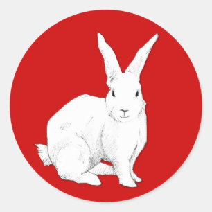 Sticker rouge lapin