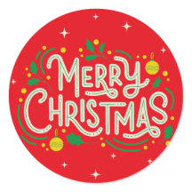 STICKER ROUGE MERRY CHRISTMAS