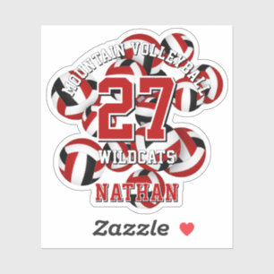 Sticker rouge noir équipe couleurs volleyballs enfants spo
