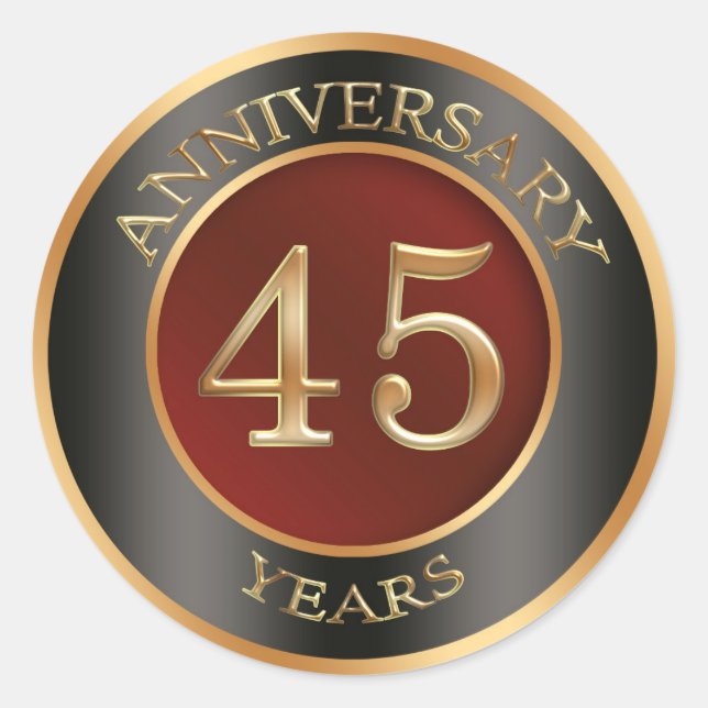 Sticker rouge, or, noir 45e anniversaire Mariage (Devant)
