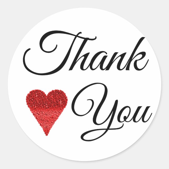 Sticker rouge Parties scintillant coeur Merci clas (Devant)