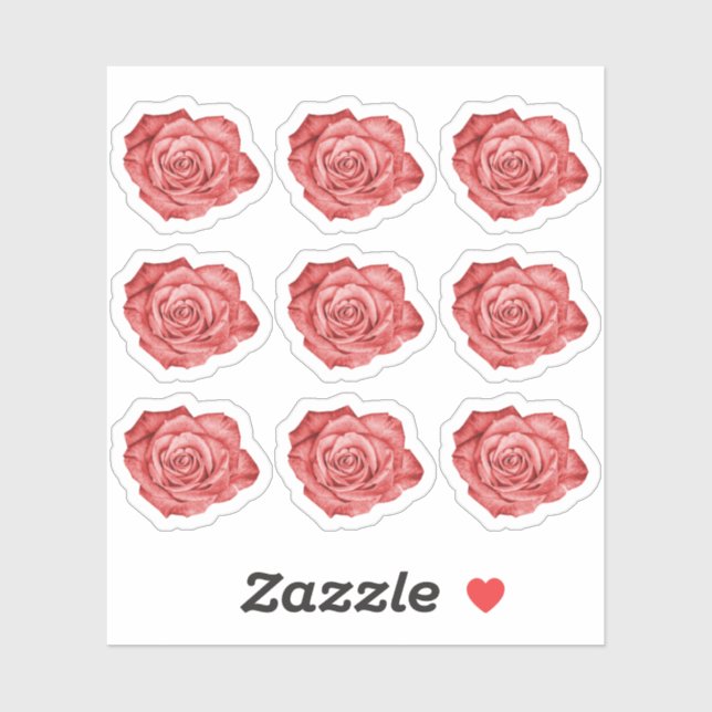 Sticker Rouge Rose élégant Floral Planner / Scrapbook Feui (Feuille)