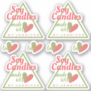 Sticker Rouge vert vintage fait avec des bougies de soja d