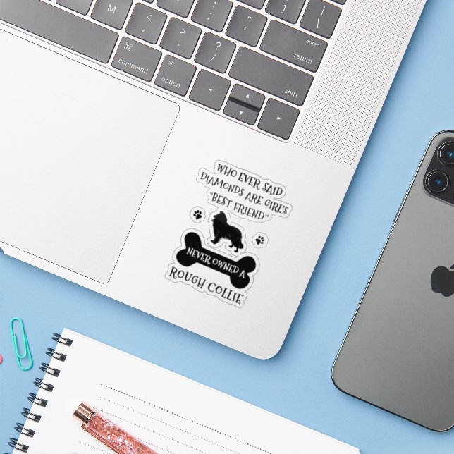 Sticker Rough Collie meilleur ami (Ordinateur portable avec iPhone)