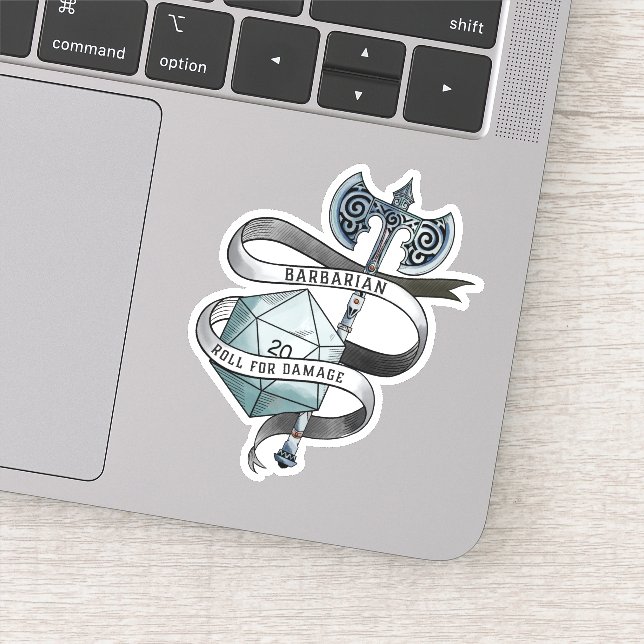 Sticker rouleau barbare pour dommages d20 grande hache (Détail)