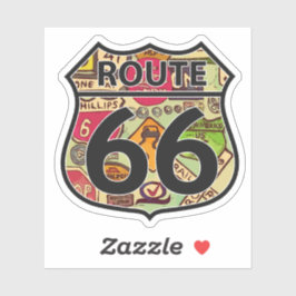 Sticker Route 66 en forme de panneau routier