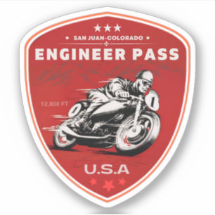 Sticker Route Engineer Pass, un voyage à moto en colorado