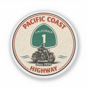 Sticker route moto pacifique côte californie 