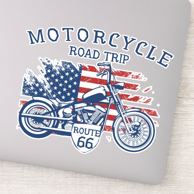 Sticker Route Moto Route 66 États-Unis Drapeau (Détail)