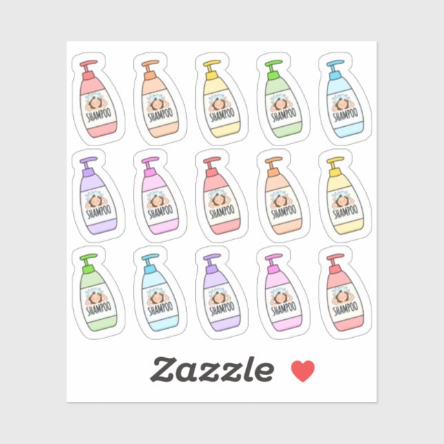 Sticker Routine de shampooing des cheveux sous la douche P (Feuille)