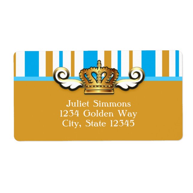 Sticker Royal Gold Crown Blue Elegant Party Étique (Devant)