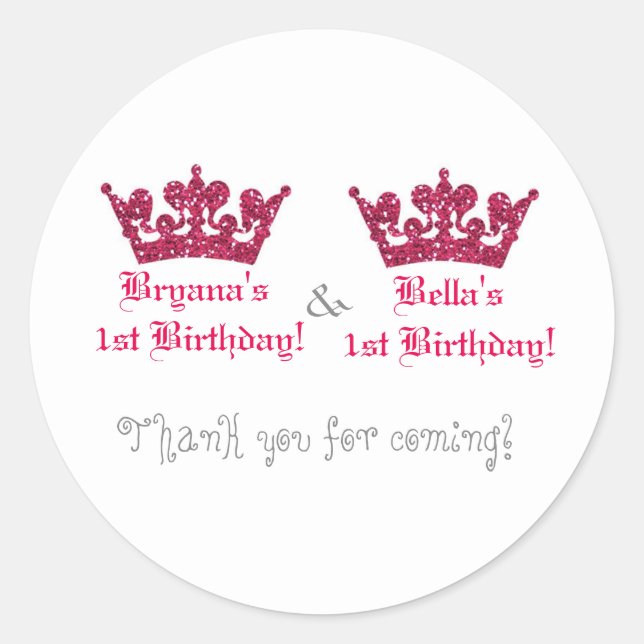 Sticker royal princesse Couronne rose Twin Girls (Devant)