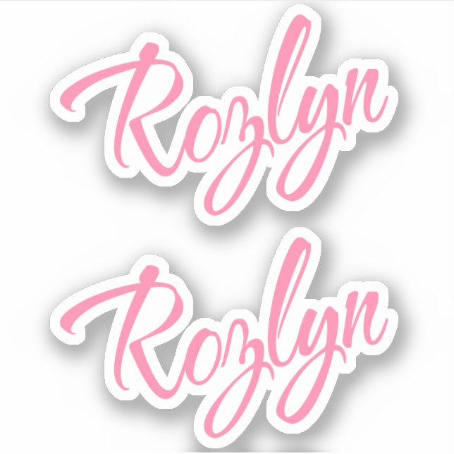 Sticker Rozlyn nom rose cursive police x2 (Devant)