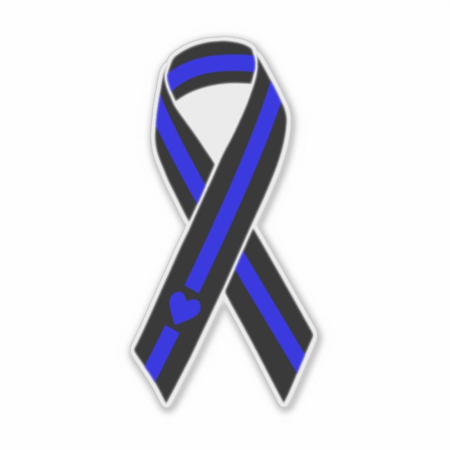 Sticker Ruban de coeur mince en ligne bleue (Devant)
