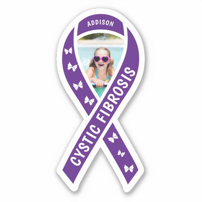 Sticker Ruban de sensibilisation à la fibrose kystique Nom (Devant)