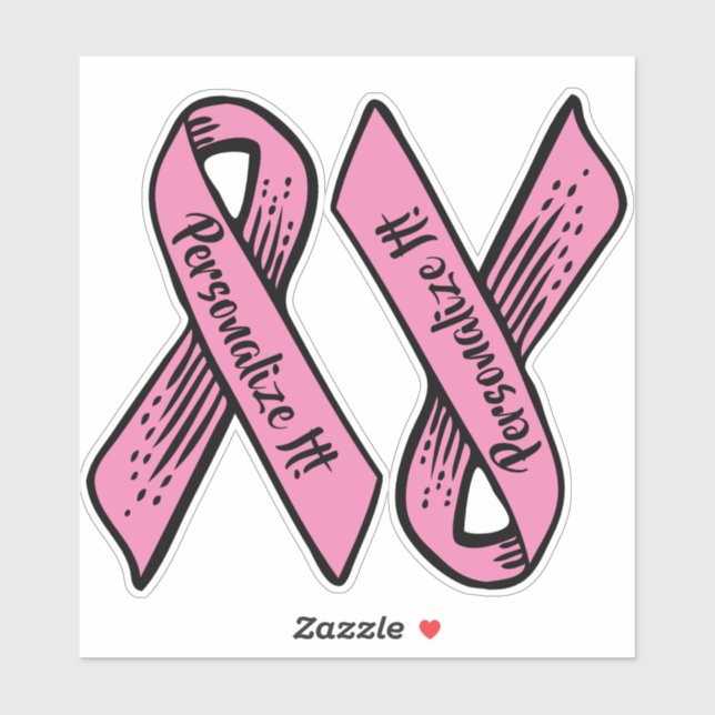 Sticker Ruban de sensibilisation PERSONNALISÉ (rose) (Feuille)