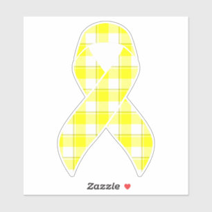 Sticker Ruban Jaune à Carreaux de Sensibilisation au Cance