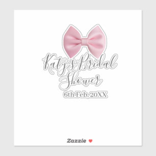 Sticker ruban rose pastel élégant nom date enterrement de