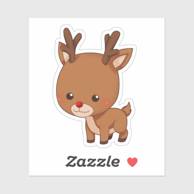 Sticker Rudolph le renne à nez rouge mignonne (Feuille)